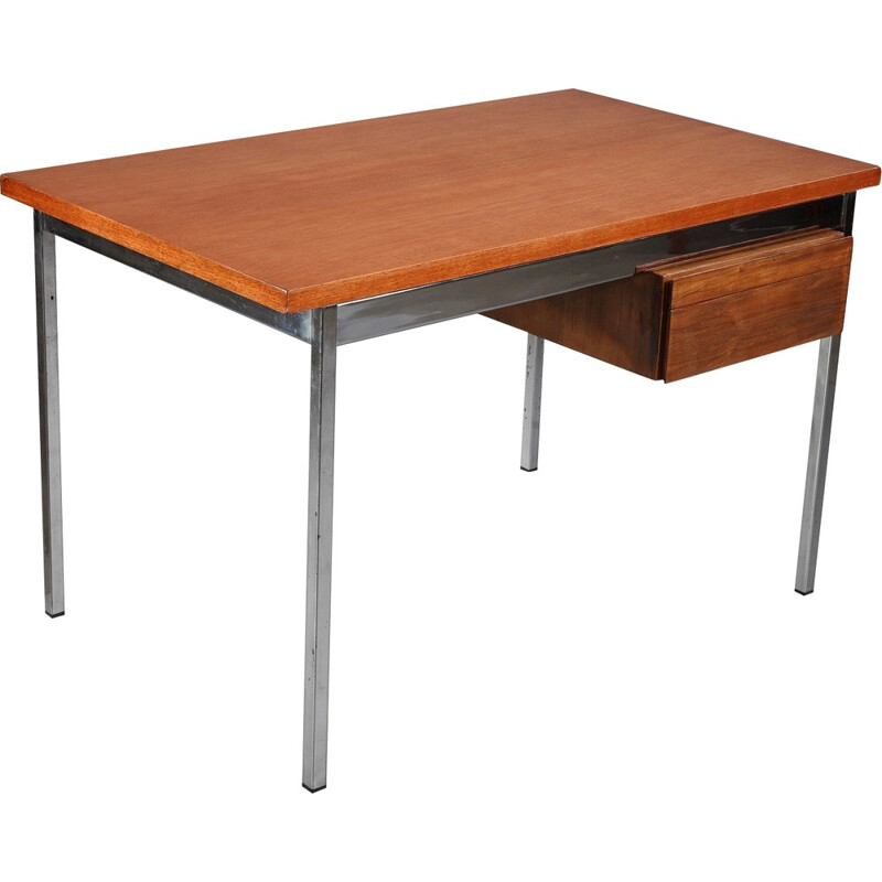 Knoll International wood and chromed metal desk, Florence KNOLL - 1960s