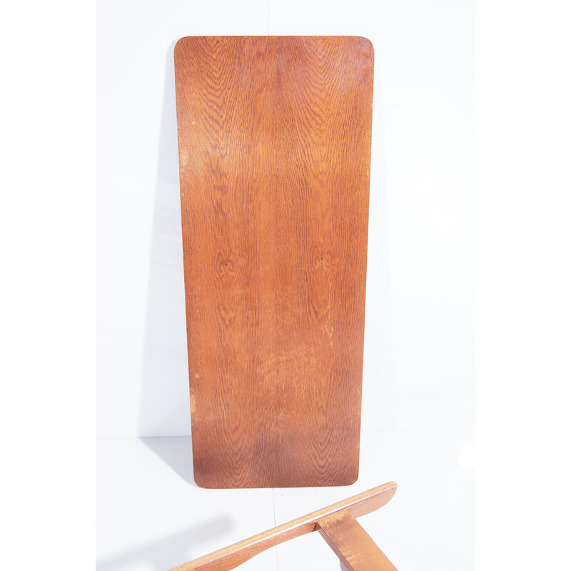 Table basse bicolore vintage en bois de chêne, Pays-Bas 1960