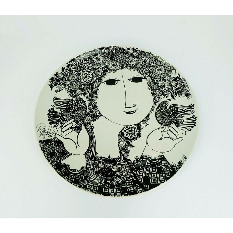 Vintage wall plate "la paloma" by Bjorn Wiinblad for Rosenthal, 1970s