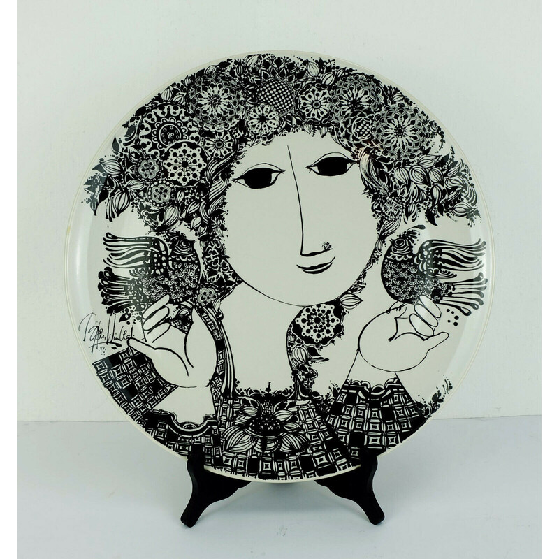 Vintage wall plate "la paloma" by Bjorn Wiinblad for Rosenthal, 1970s