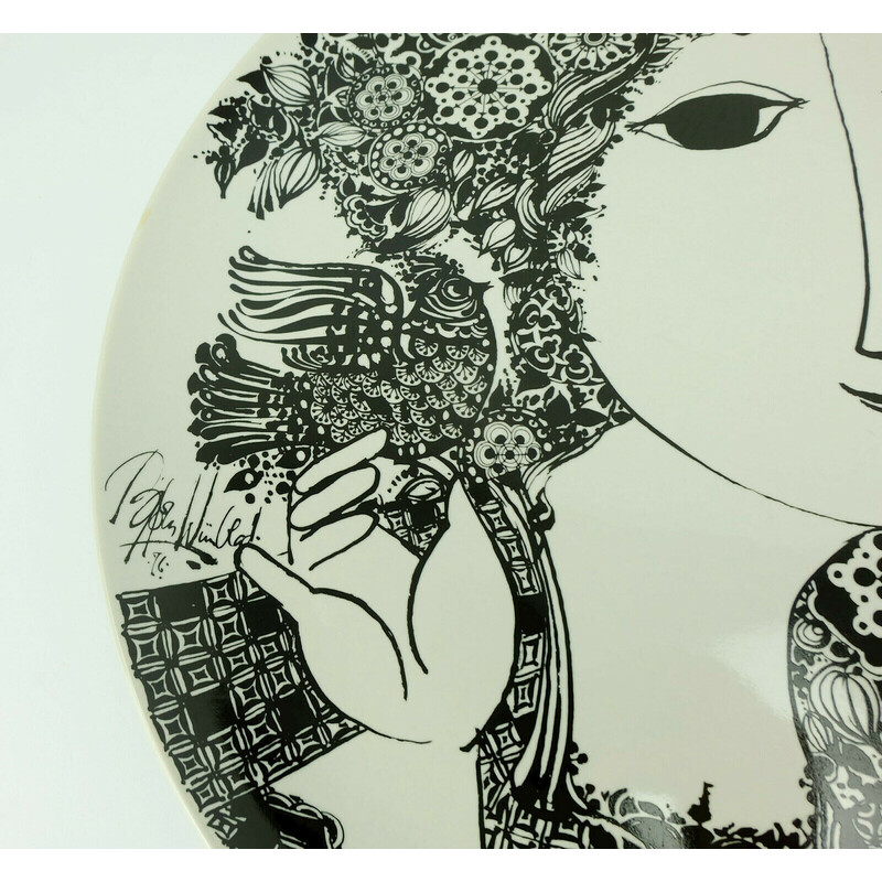 Vintage wall plate "la paloma" by Bjorn Wiinblad for Rosenthal, 1970s