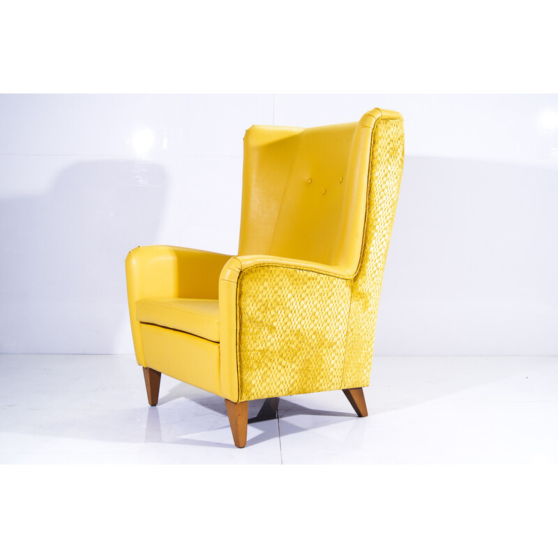 Vintage Satelit yellow velvet armchair