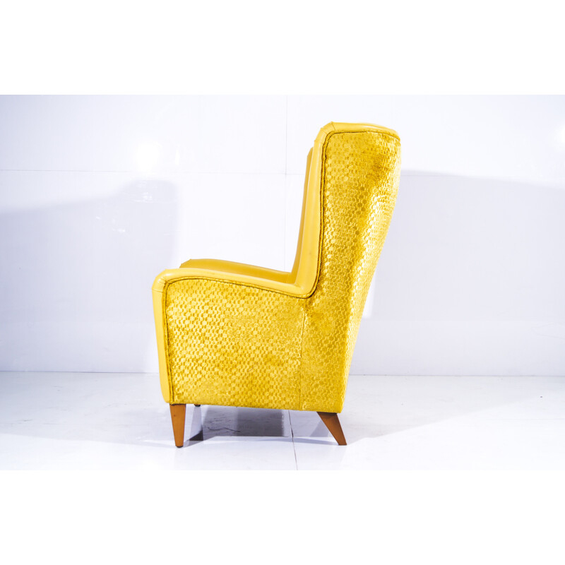 Vintage Satelit yellow velvet armchair