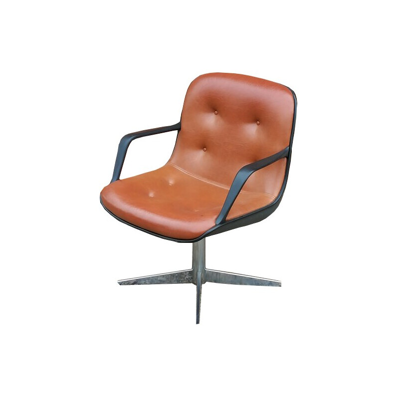 Swivel industrial vintage chair with two armrests - 1970s