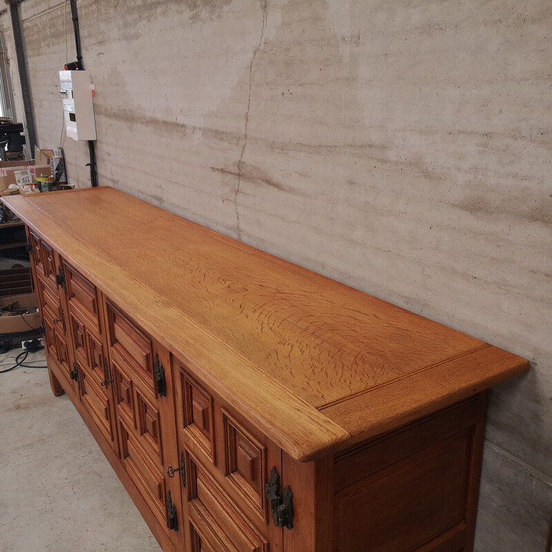 Vintage oakwood sideboard with 4 doors, 1950