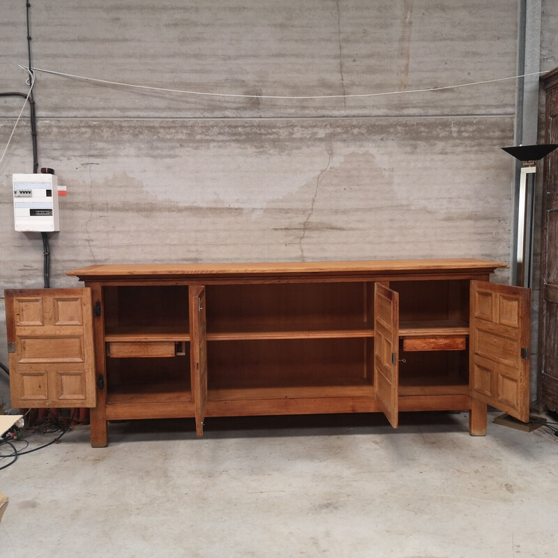 Vintage oakwood sideboard with 4 doors, 1950