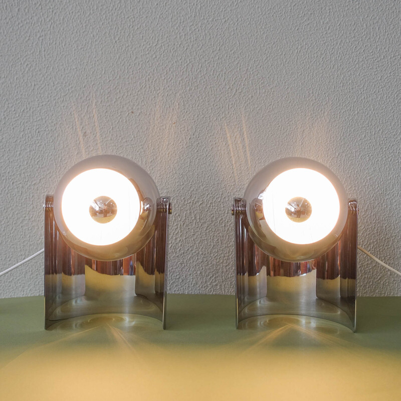 Pair of vintage Eyeball table lamps by Reggiani, 1970s