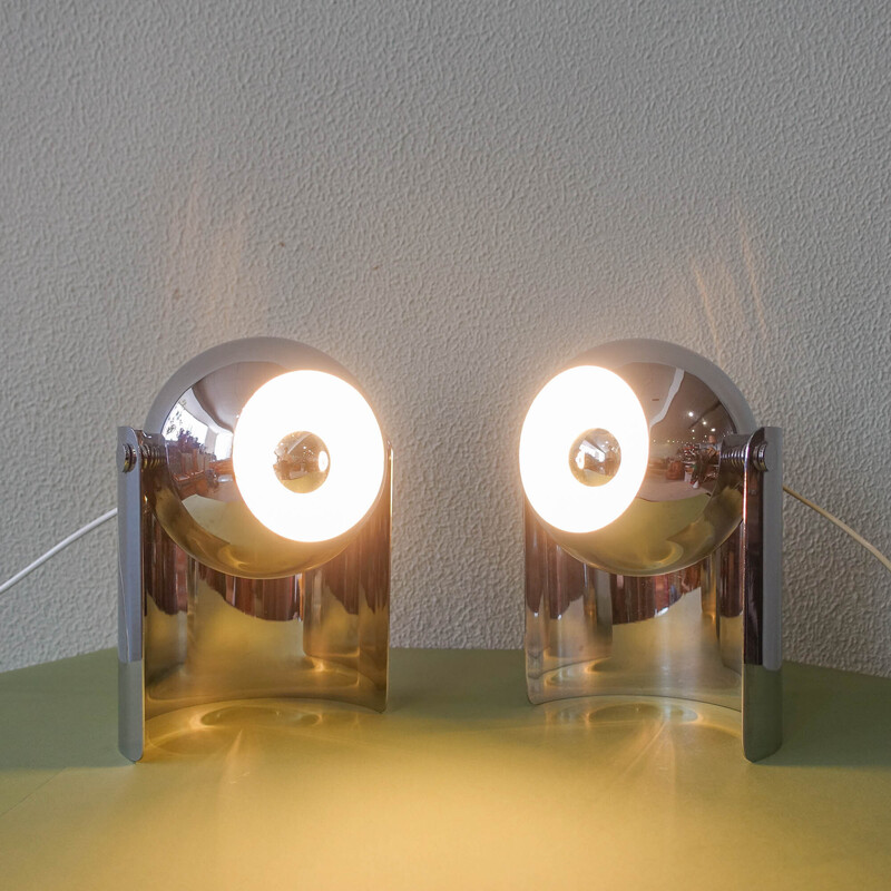Coppia di lampade da tavolo Eyeball vintage di Reggiani, anni '70