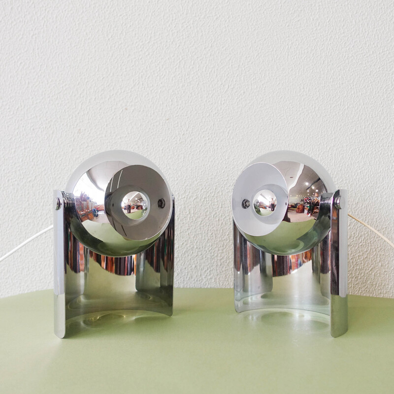 Par de candeeiros de mesa Eyeball vintage por Reggiani, 1970s