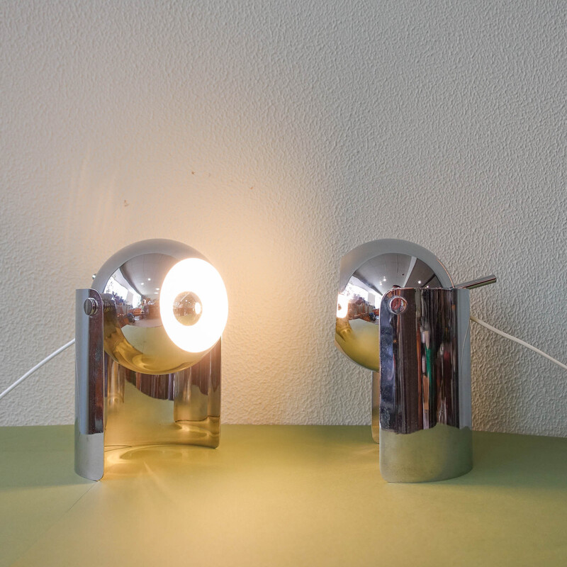 Coppia di lampade da tavolo Eyeball vintage di Reggiani, anni '70