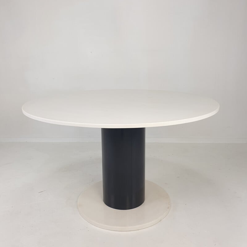 Vintage round marble dining table, Italy 1980s