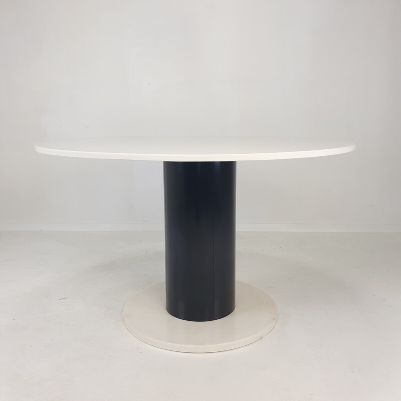 Vintage round marble dining table, Italy 1980s