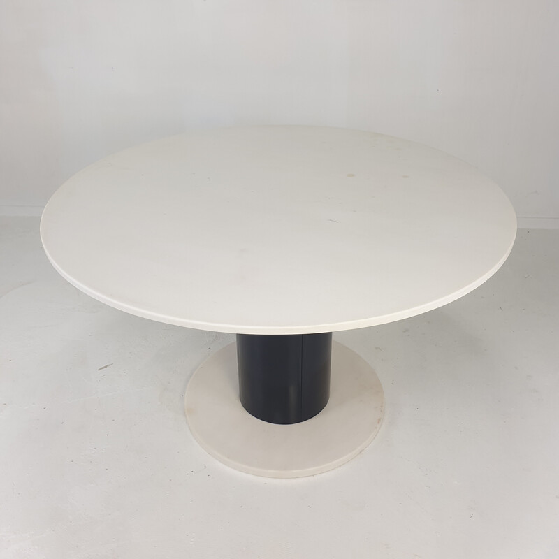 Vintage round marble dining table, Italy 1980s