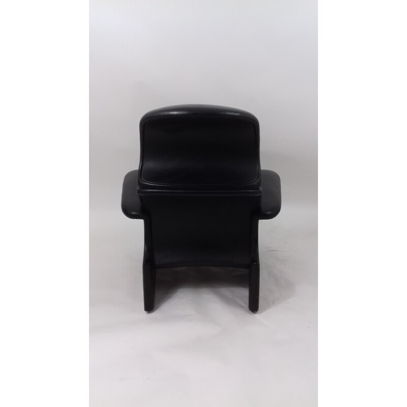 Vintage black leather armchair by Achille and Piero Castiglioni for Studio Simon, 1970