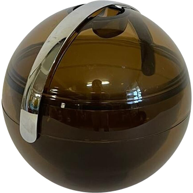 Vintage smoked ball ice box by Paolo Tilche for Guzzini, Italy 1980s