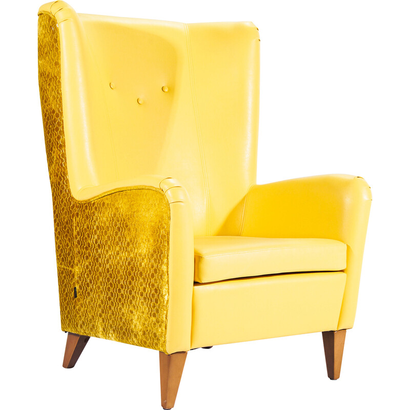 Sillón vintage Satelit de terciopelo amarillo