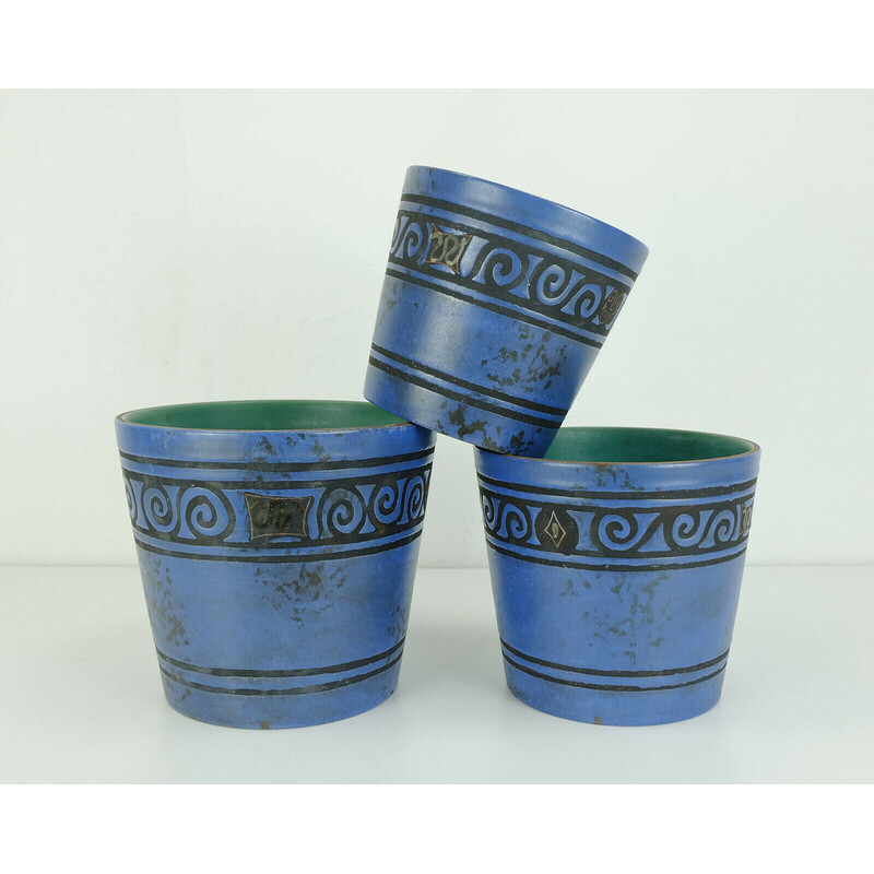 Set di 3 vasi da fiori vintage con decorazione "Pergamon" di Hanns Welling per Ceramano, 1950-1960