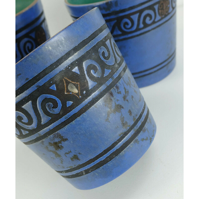 Set of 3 vintage plant pots with the decor "Pergamon" by Hanns Welling for Ceramano,1950-1960s