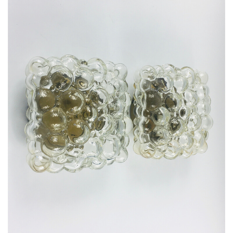 Pair of mid century bubble glass wall lamps by Helena Tynell for Limburg, Germany 1970s