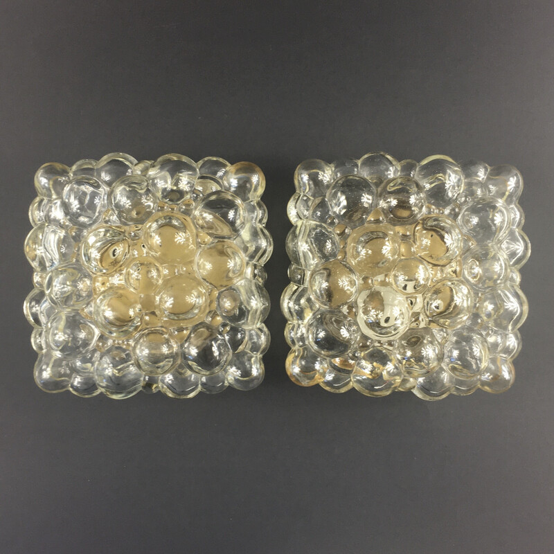 Pair of mid century bubble glass wall lamps by Helena Tynell for Limburg, Germany 1970s
