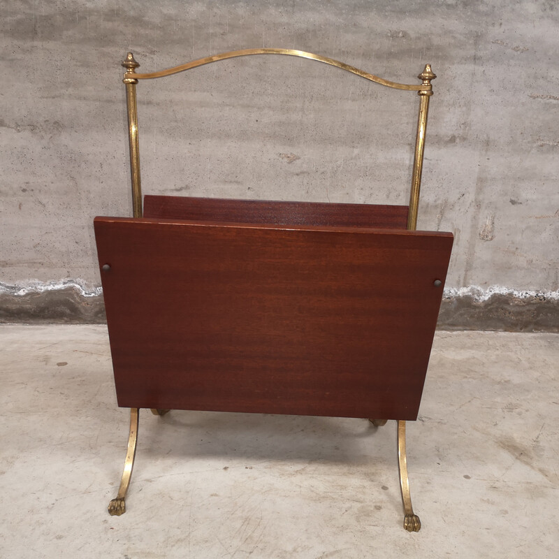 Vintage magazine rack with claw feet by Maison Jansen