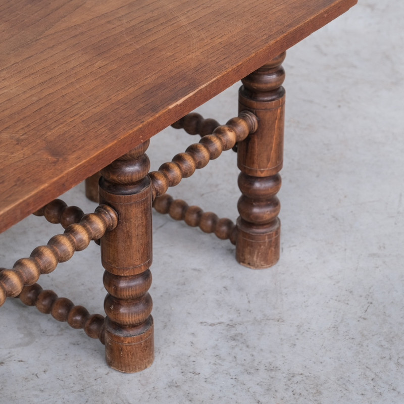 Vintage oakwood French deco coffee table, 1940s