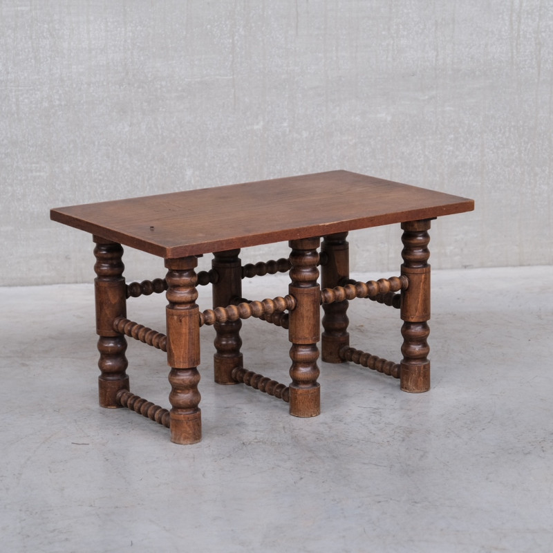 Tavolino da caffè vintage in legno di quercia, anni '40, di stile francese deco