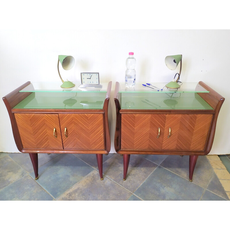 Pair of vintage mahogany night stands by Paolo Buffa, 1950s