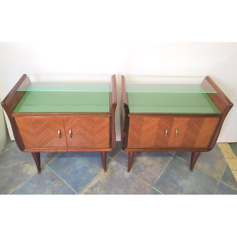 Pair of vintage mahogany night stands by Paolo Buffa, 1950s