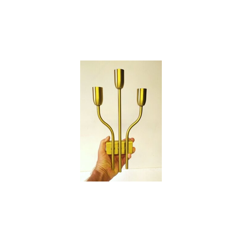 Pair of vintage brass wall sconces by Gaetano Sciolari, 1960