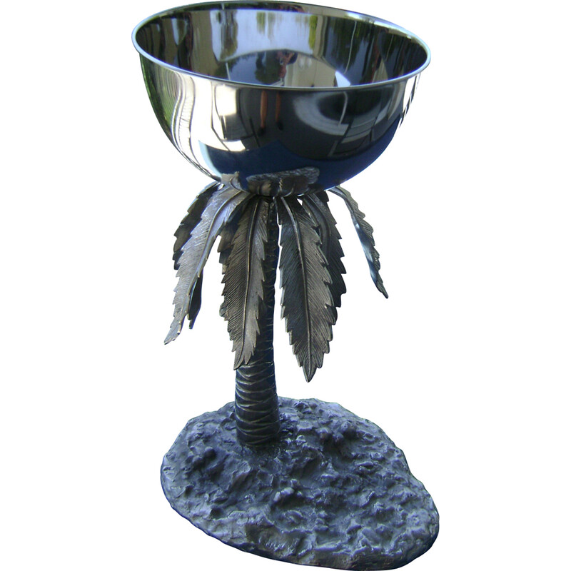Vintage palm tree shaped bowl on stand