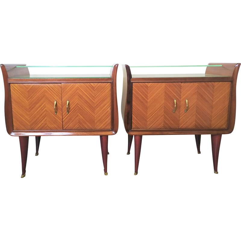 Pair of vintage mahogany night stands by Paolo Buffa, 1950s