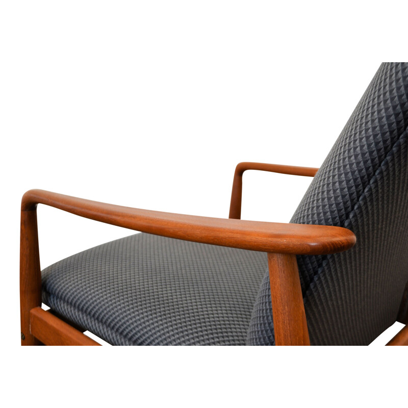 SL Møbler blue teak lounge chair with ottoman, Søren LADEFOGED - 1960s