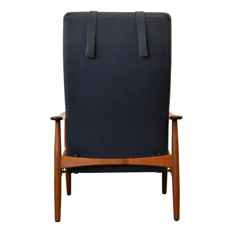 SL Møbler blue teak lounge chair with ottoman, Søren LADEFOGED - 1960s