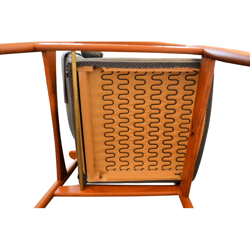 SL Møbler blue teak lounge chair with ottoman, Søren LADEFOGED - 1960s