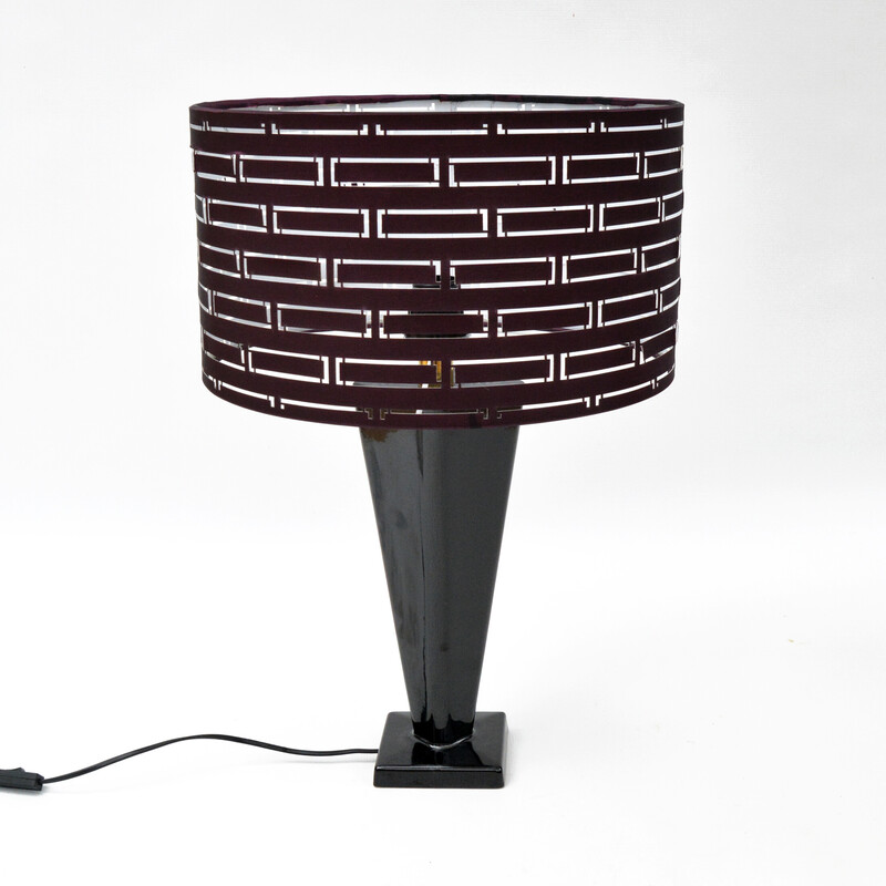 Vintage Hollywood Regency table lamp with an openwork lampshade, Belgium 1970s
