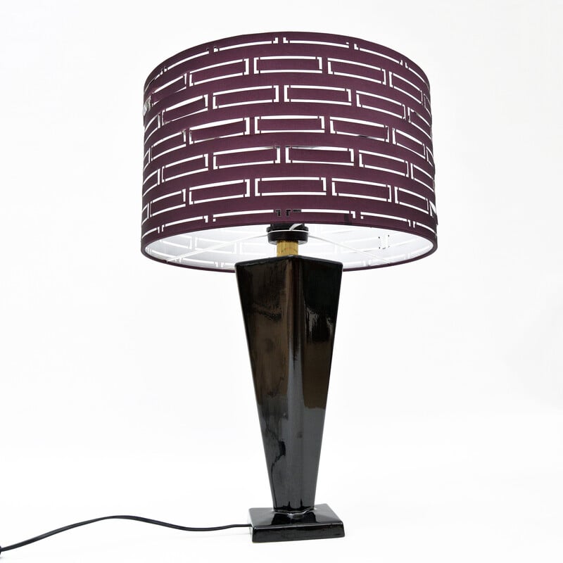 Vintage Hollywood Regency table lamp with an openwork lampshade, Belgium 1970s