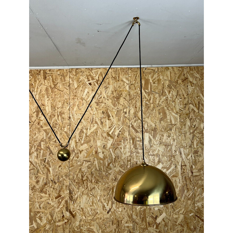 Vintage double counterbalance brass pendant lamp by Florian Schulz, 1960-1970s