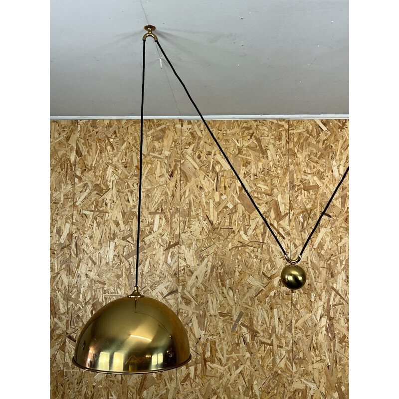 Vintage double counterbalance brass pendant lamp by Florian Schulz, 1960-1970s