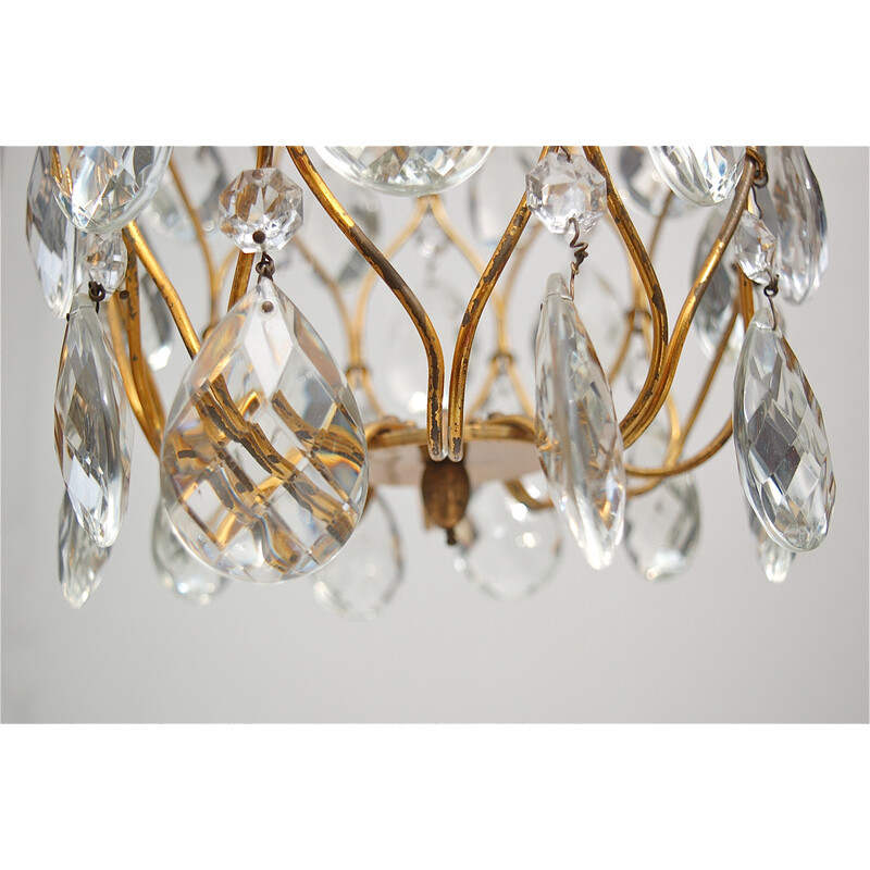 Vintage Mcm crystal pendant lamp, Italy 1960