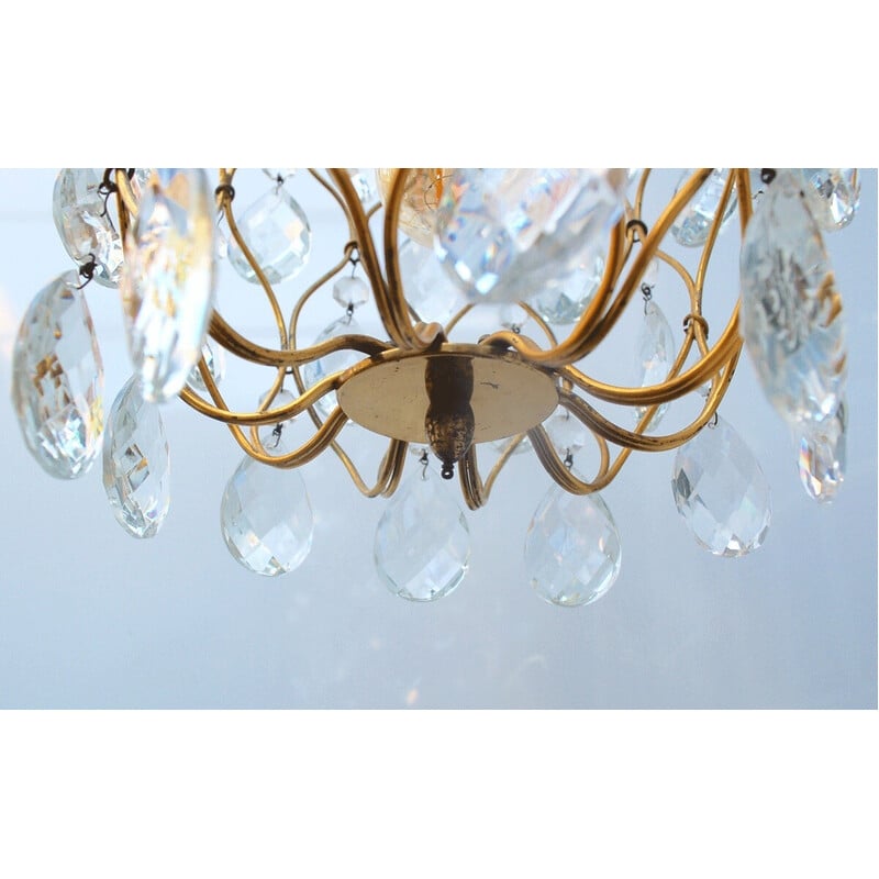 Vintage Mcm crystal pendant lamp, Italy 1960