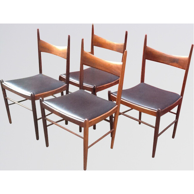Suite of 4 Scandinavian chairs in Brazilian rosewood, Vestervig ERIKSEN - 1950s