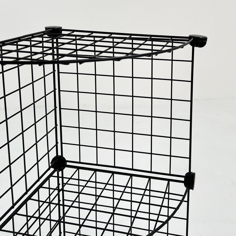 Vintage postmodern corner black metal shelf, 1980s