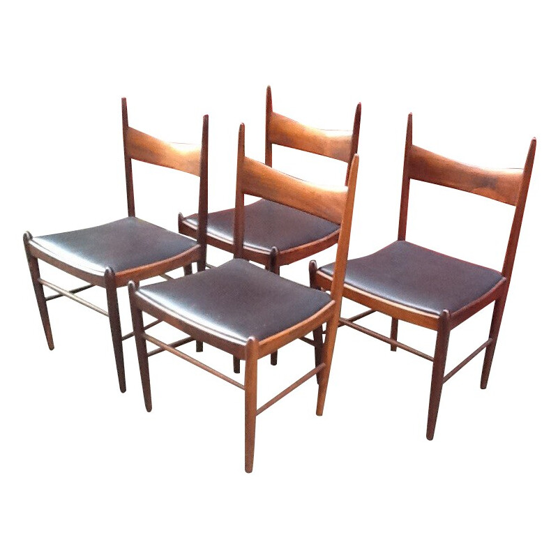 Suite de 4 chaises scandinaves en palissandre de Rio - Vestervig ERIKSEN - années 50