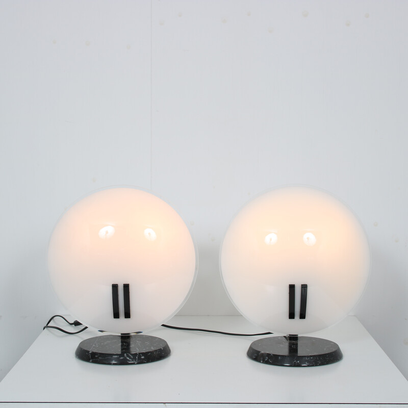 Paar Vintage-Tischlampen "Perla" von Bruno Gecchelin für Oluce, Italien 1980
