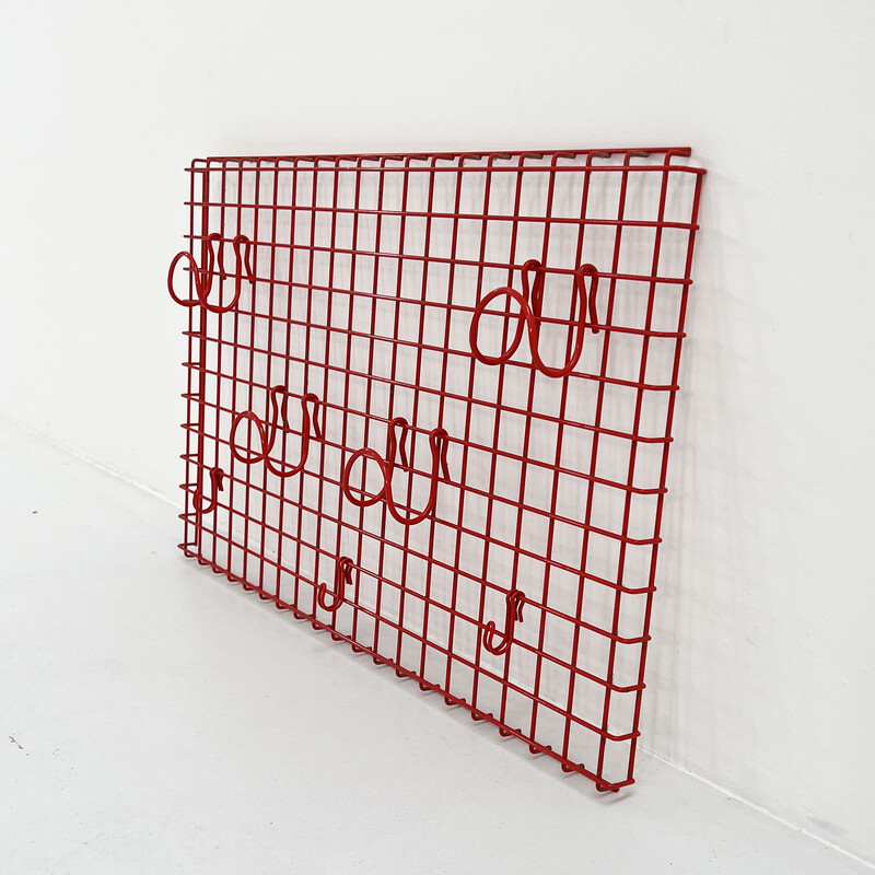 Vintage red wire coat rack, 1980s