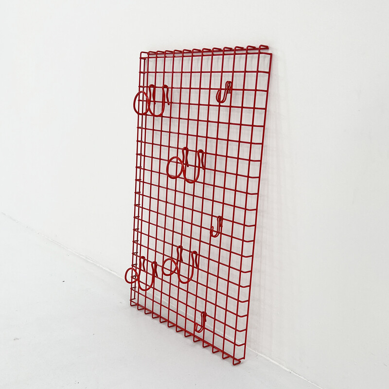 Vintage red wire coat rack, 1980s