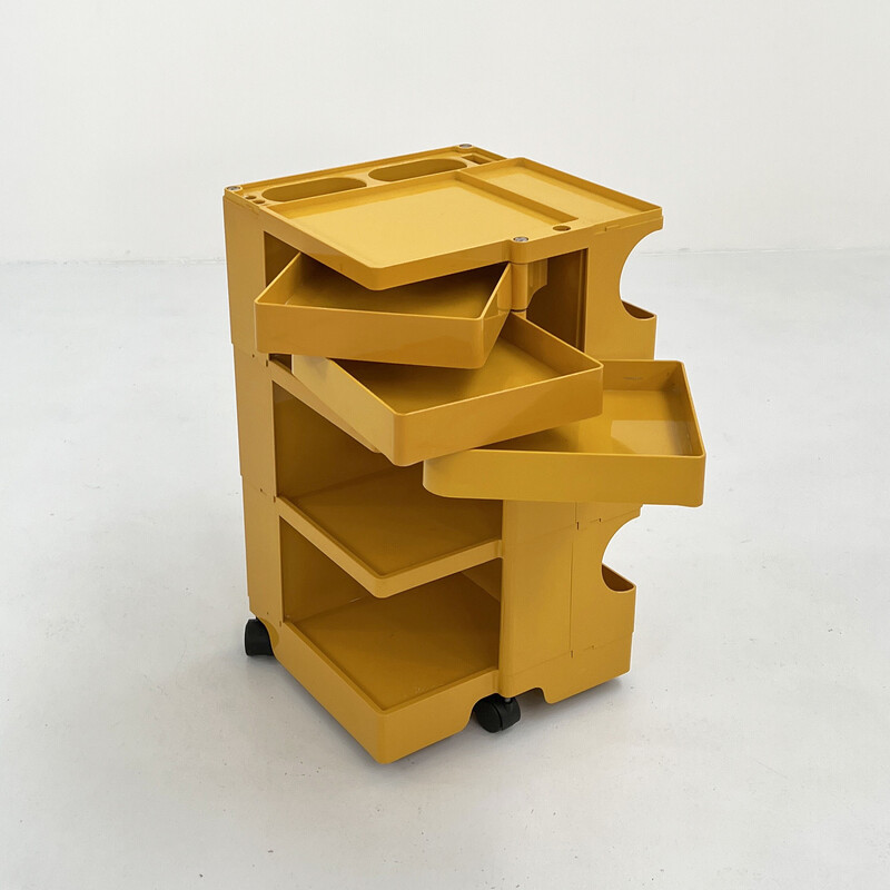 Vintage yellow Boby trolley by Joe Colombo for Bieffeplast, 1960s