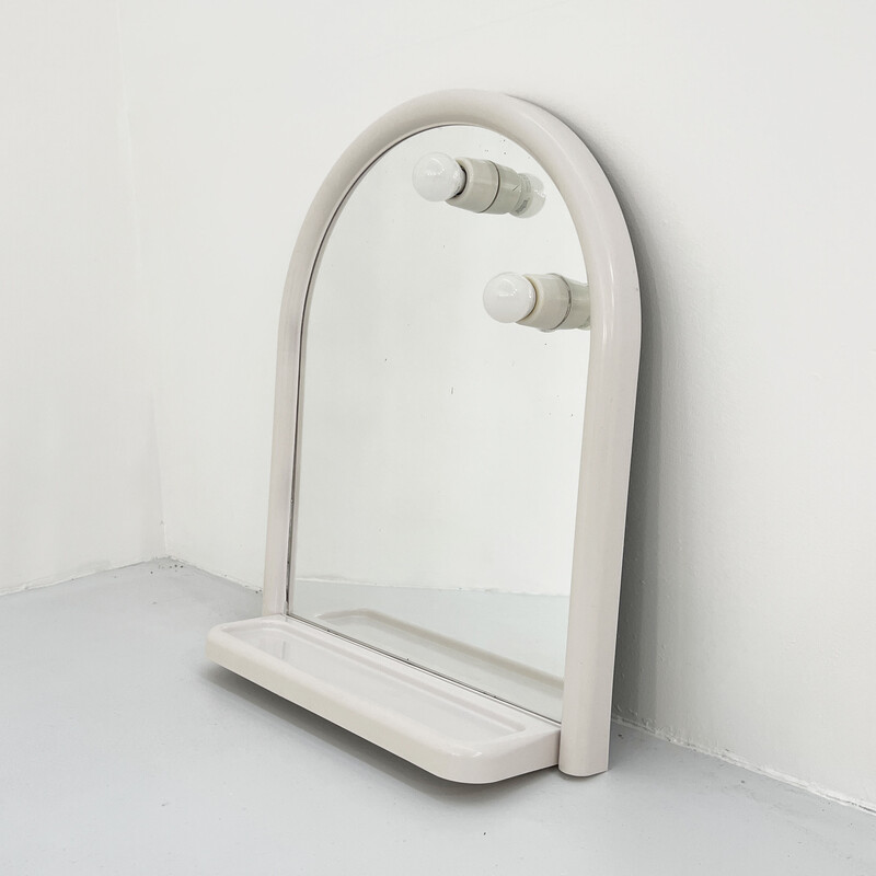 Vintage witte spiegel met verlichting door Di-erre, 1970s