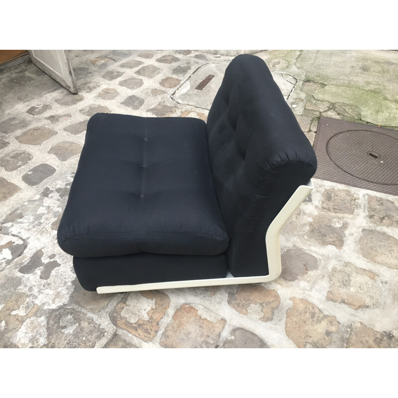 C&B Italia pair of two "Amanta" black fiberglass and cotton low-chairs - 1960s ESTAMPILLE 21/03